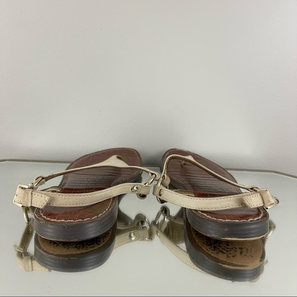SAM EDELMAN Creme White Nubuck Leather Suede Greta Thong Sandal Flip Flops - Picture 6 of 12